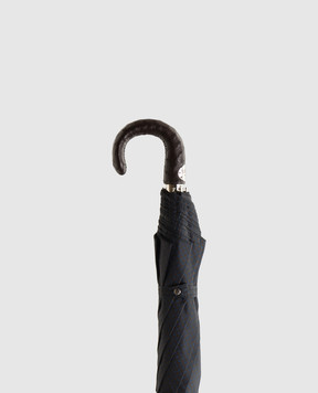 Pasotti Blue folding umbrella with ostrich leather handle OMITUO64S526823