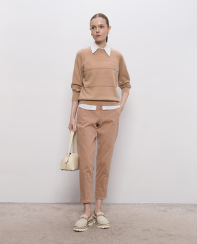 Peserico Beige trousers with lapels A04680T302479