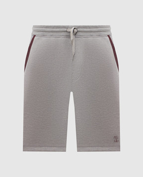 Brunello Cucinelli Grey shorts with logo print MM8433103G