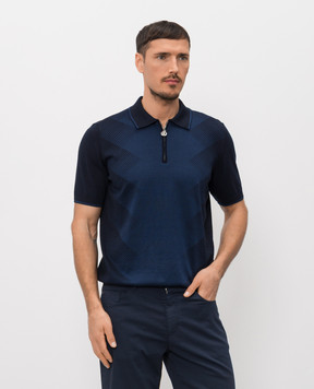 Stefano Ricci Blue polo with silk K818114P31F26280