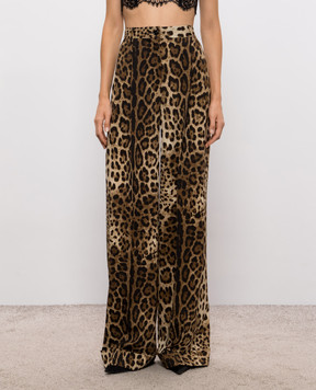Dolce&Gabbana Brown leopard print wool pants FTBMPTFSBAV