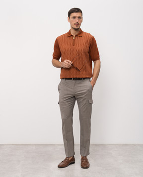 Stefano Ricci Brown silk polo shirt K212038P31F26194