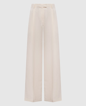 Brunello Cucinelli Beige linen pants with monil chain MH126P8884