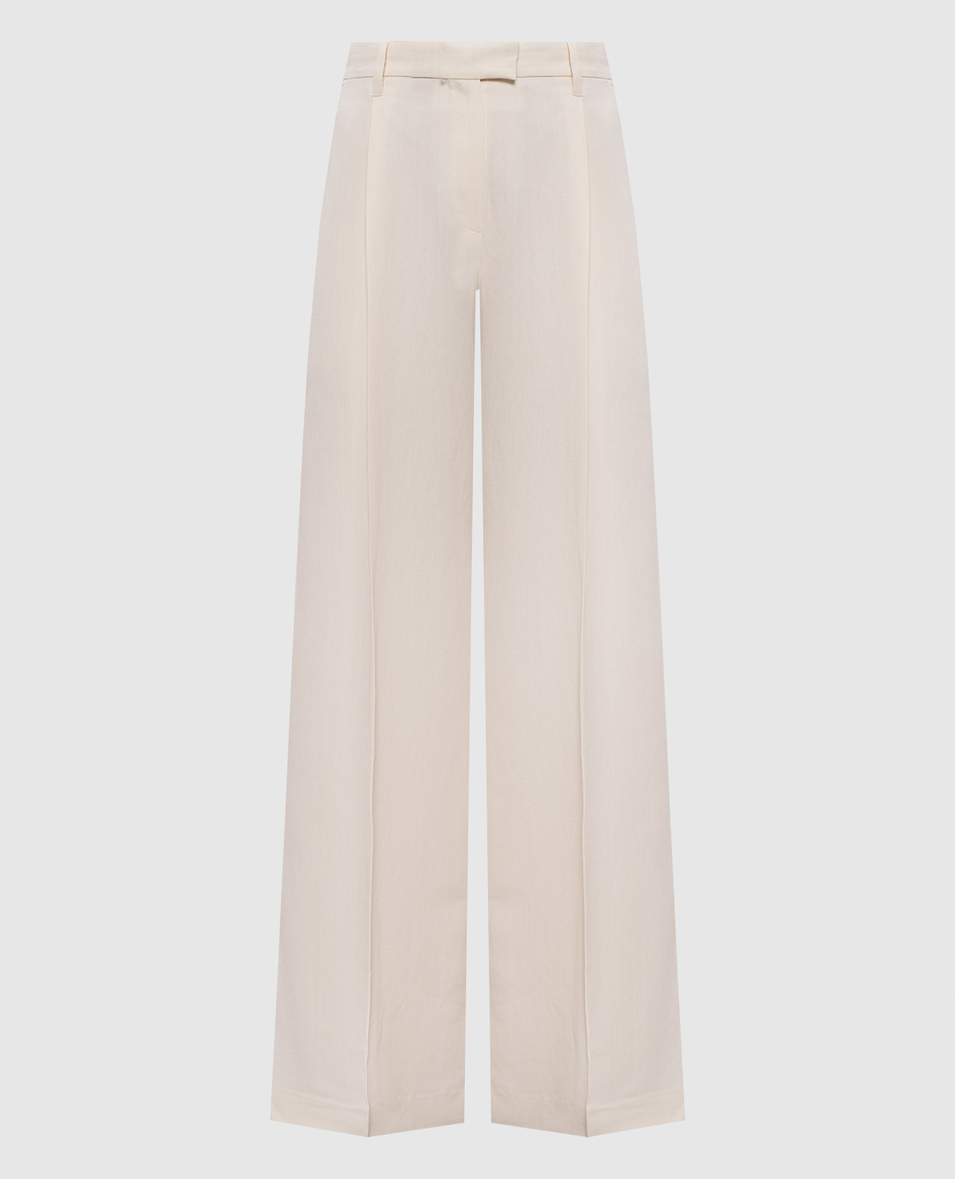 Beige linen pants with monil chain