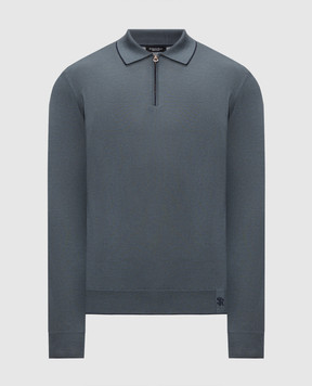 Stefano Ricci Grey wool, silk and cashmere zip-up polo shirt KE08004P30E26374