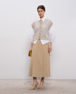 Peserico Beige openwork vest with linen A93130F079106B