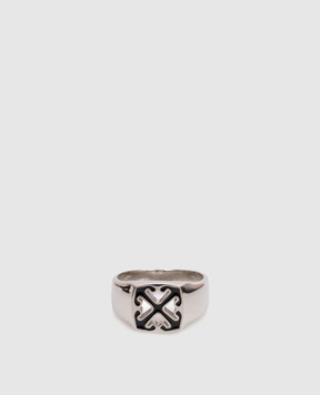 Off-White Silver ring with Arrow emblem OMOC078C99MET001