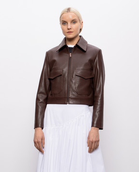 Babe Pay Pls Brown cropped leather jacket 2424ИЗМASTON