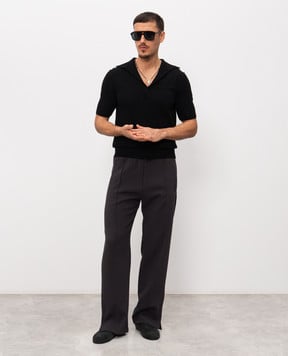 Dolce&Gabbana Black polo shirt with monogram embroidery GXZBHZJGMGX