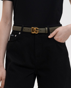 Dolce&Gabbana Khaki leather belt with logo BE1447AK274