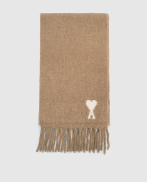 Ami Paris Beige alpaca wool scarf USF673AW0004