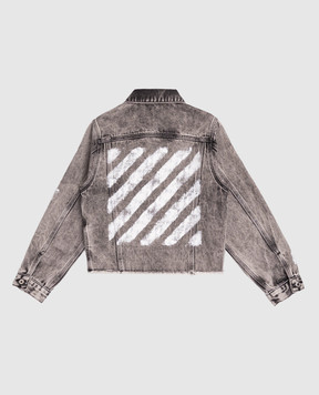 Off-White Children's gray denim jacket with logo print 44GYE002F5D001