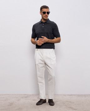 Brunello Cucinelli Gray polo with linen M2L00315