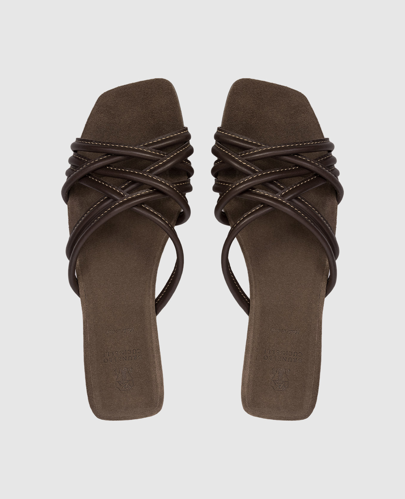 Brown leather flip-flops Brunello Cucinelli 4