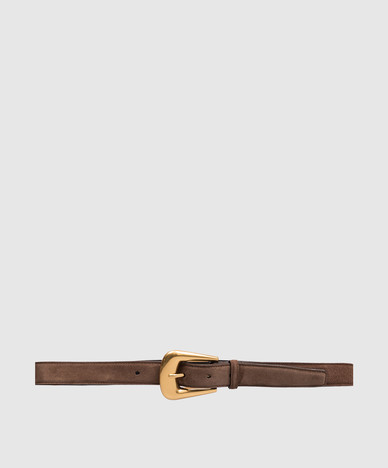 Cintura in pelle scamosciata marrone FOLK