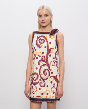 Alemais Beige Wilson linen and silk dress 6966D