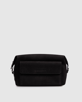 Stefano Ricci Black nubuck toiletry bag with embossed logo PP461XUOSNS