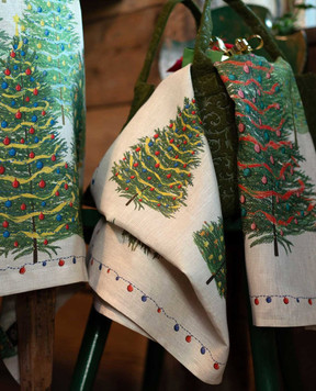 TESSITURA TOSCANA TELERIE Gray kitchen towel FAIRY TREES made of linen NC210031080037