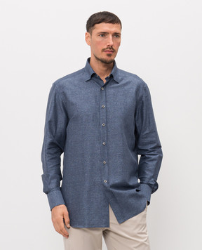 Stefano Ricci Blue shirt with linen MC007956R1964