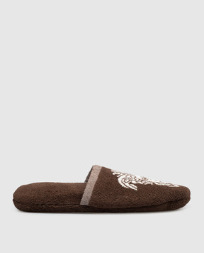 Versace Brown terry slippers with Medusa logo pattern 10242161A17767