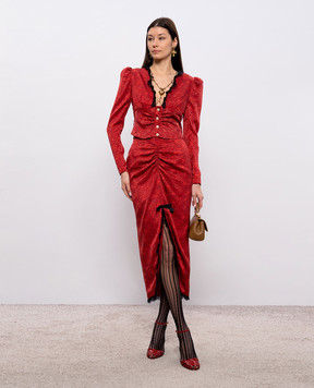 Alessandra Rich Red silk blouse with lace FABX4284F4670