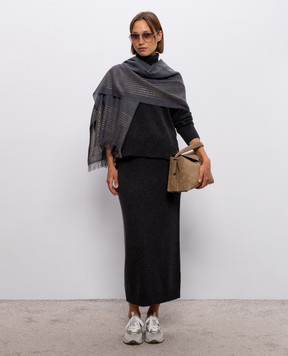 Peserico Gray sweater made of wool, silk and cashmere A99268F07K09283