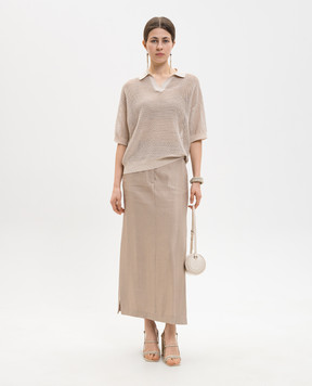 Peserico Beige top with polo collar S99113F129056T