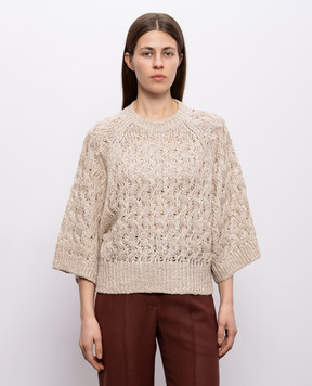 Brunello Cucinelli Beige sweater with silk and linen MEA371100