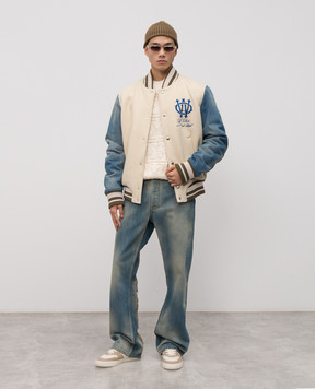 Off-White Beige bomber jacket with wool 44MEH053F5F004