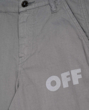 Off-White Children's gray pants with logo 44BCA009F5F001