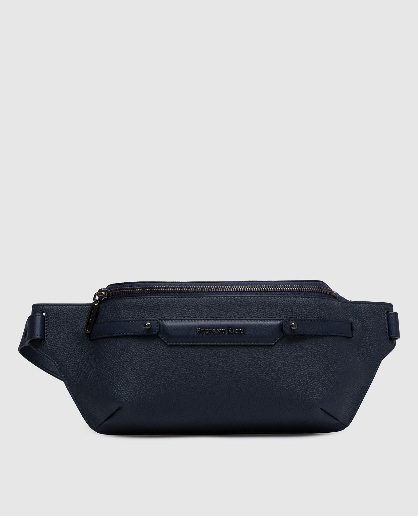 

Blue leather belt bag with ruthenium-plated logo Stefano Ricci