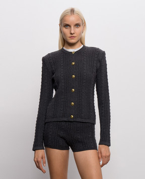 Twinset Dark gray cardigan with textured pattern 262TP3101