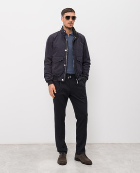 Cashmere&Whiskey Blue linen and silk polo shirt MU9892314520R