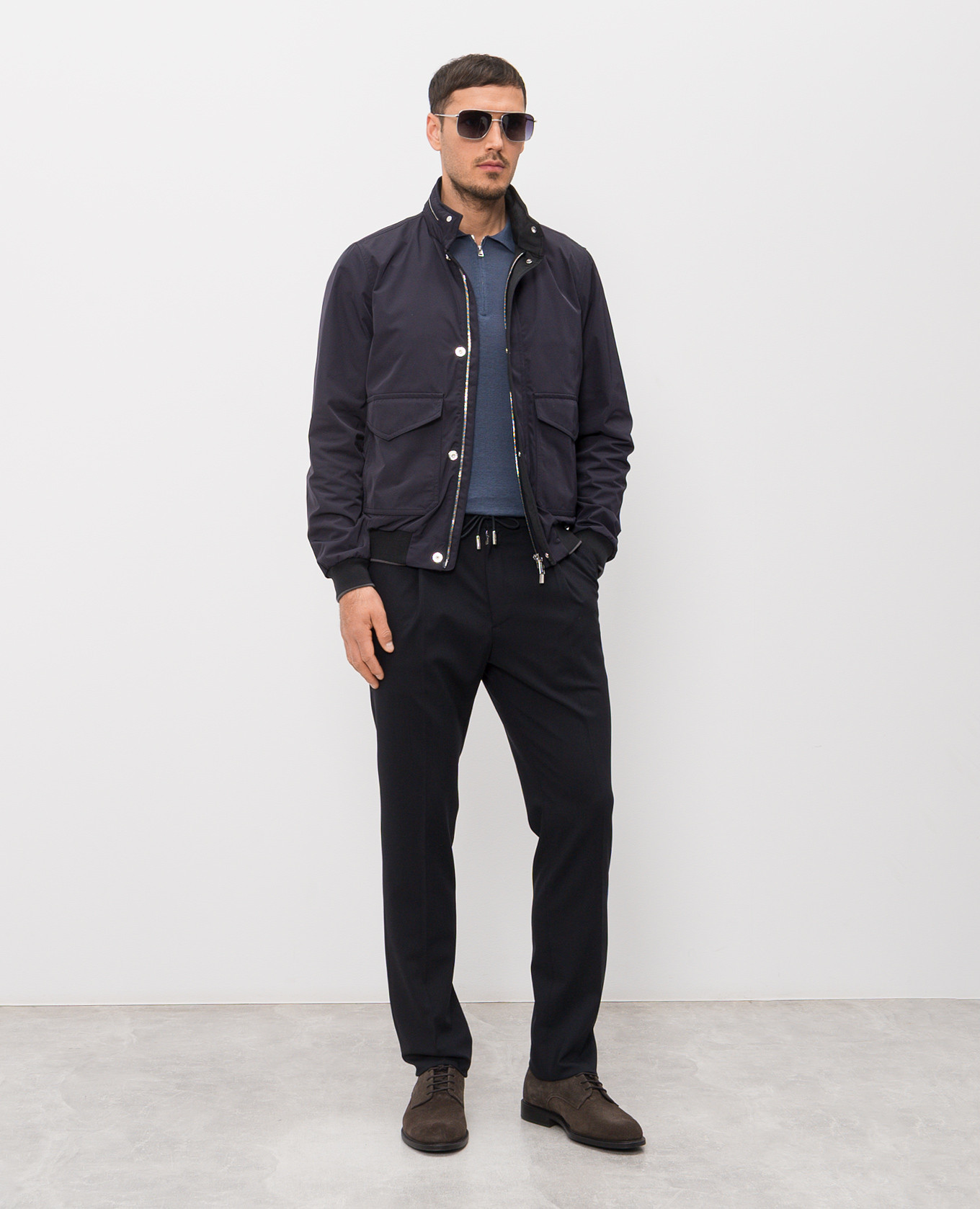 

Blue linen and silk polo shirt Cashmere&Whiskey