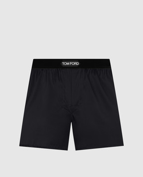 Tom Ford Black silk boxer briefs with logo patch T4LE41010