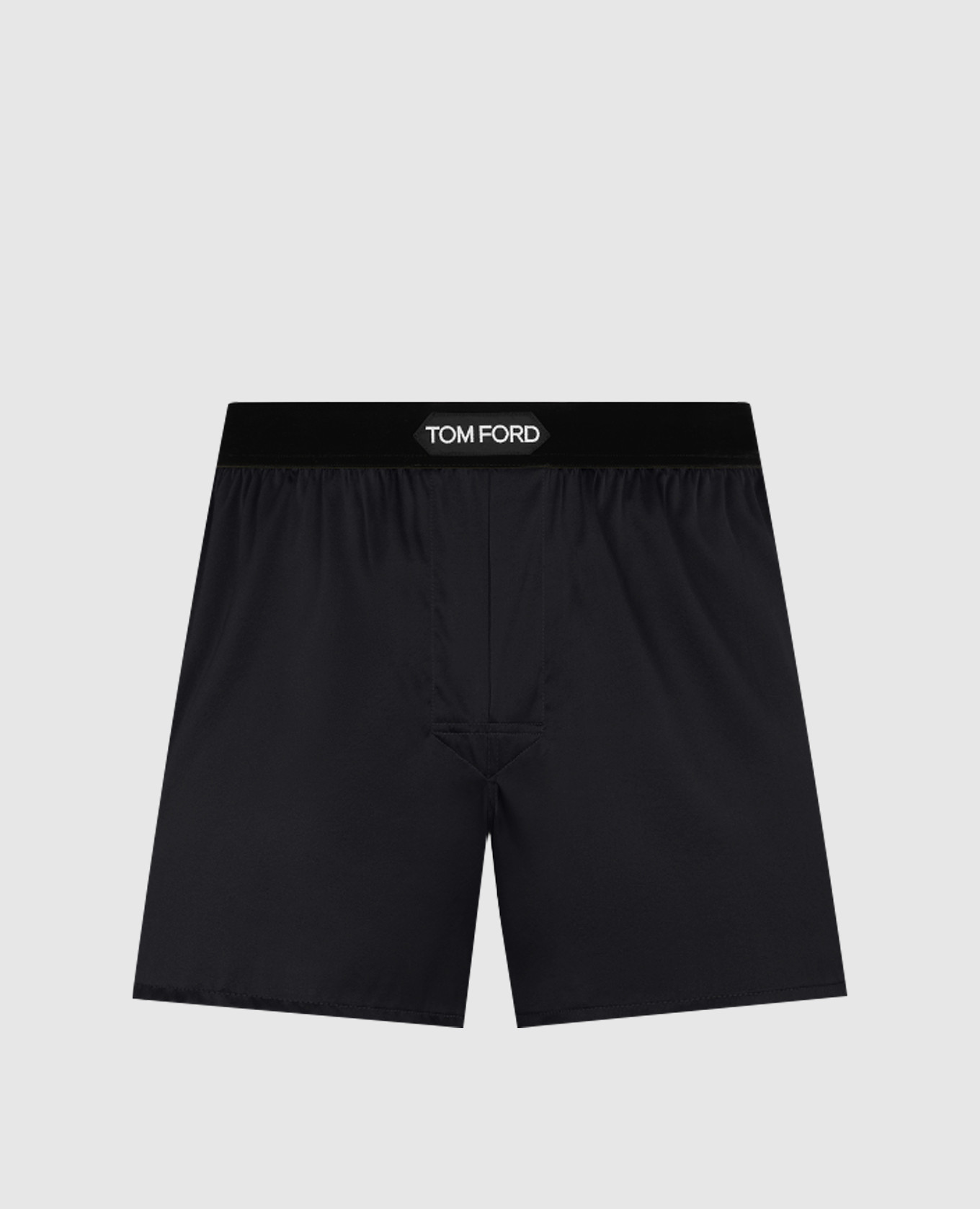 Black silk boxer briefs with logo patch