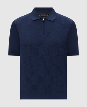 Stefano Ricci Blue polo shirt with woven pattern K818111P31F26277