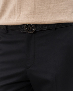 Stefano Ricci Black leather belt with monogram logo N352VDC184U