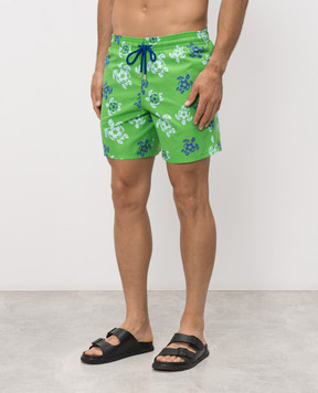Vilebrequin Soccer Turtles Green Swim Shorts MOOEB135