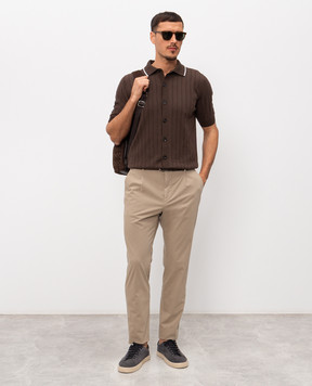 Peserico Beige pants with logo patch R54774T23D00800