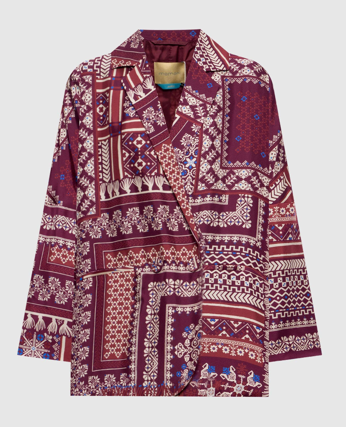 Sandia Bis burgundy double-breasted silk jacket