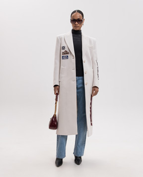 Off-White Black wool coat with stripes 2FG00472T