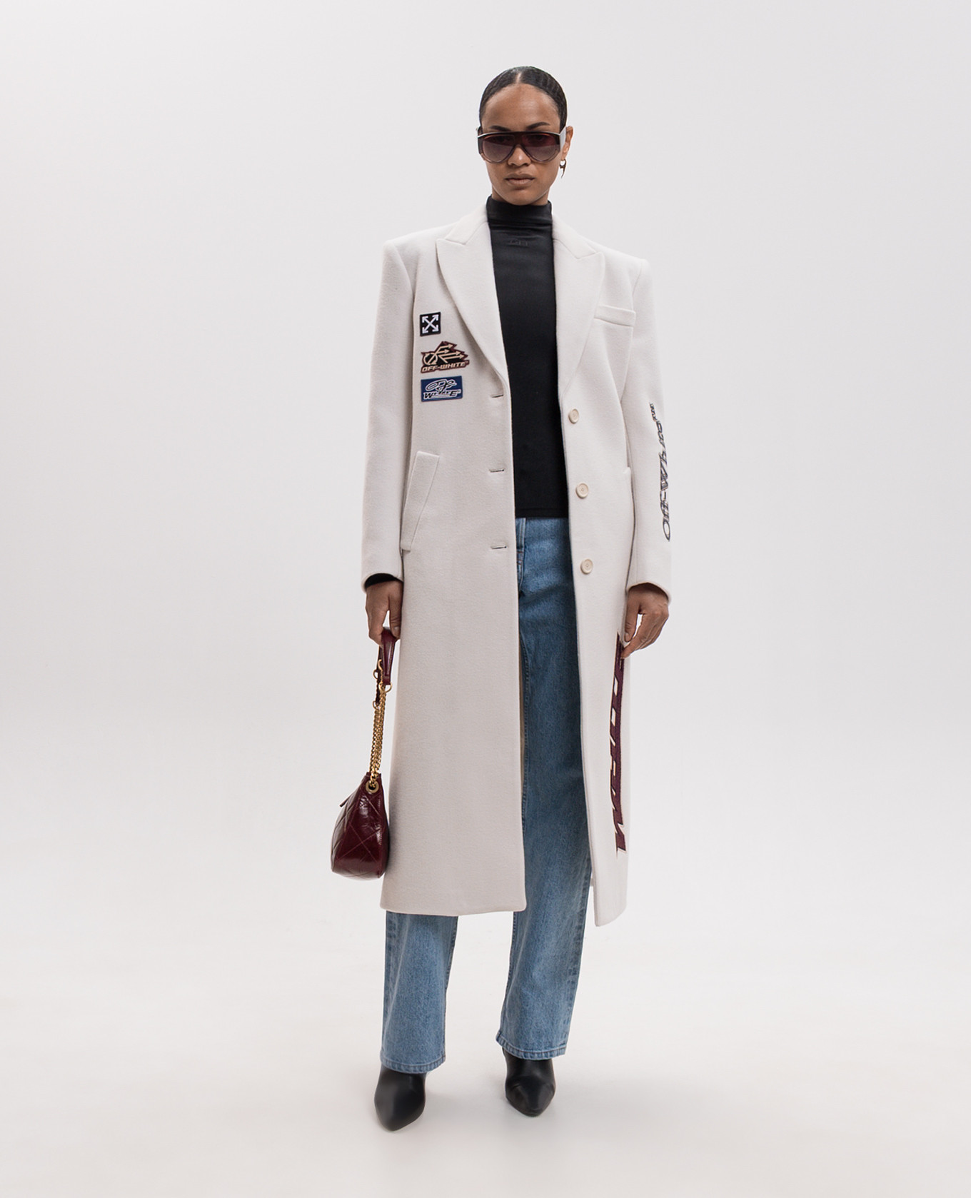 Black wool coat with stripes Off-White 2