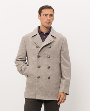 Brunello Cucinelli Gray double-breasted cashmere coat MT4017008K