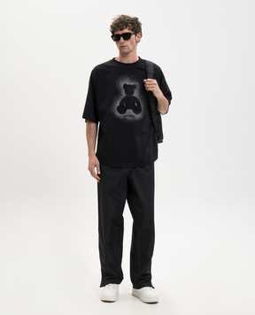 Palm Angels Black T-shirt with Spray Bear print PMAA10BS26JER002