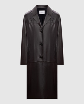 Yves Salomon Brown leather coat 26EYM20310APXX