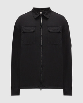 C.P. Company Black zip-up shirt with logo MOS705A110143G