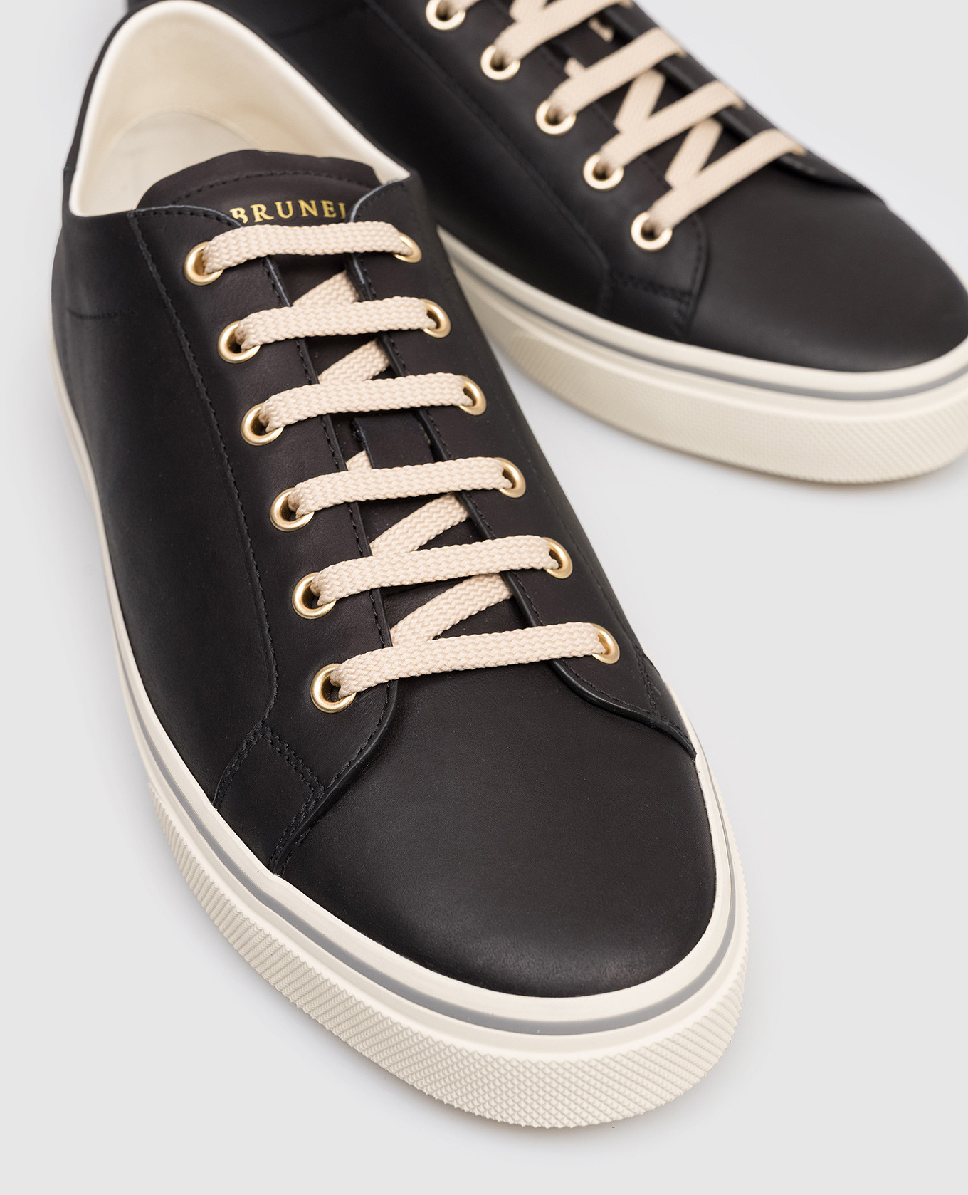 Black leather sneakers with logo Brunello Cucinelli 5