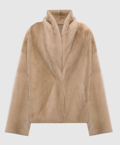 Beige reversible fox fur coat