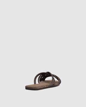 Brunello Cucinelli Brown leather flip-flops MZGAC3239